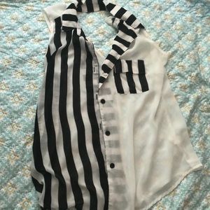 Striped tank top button up